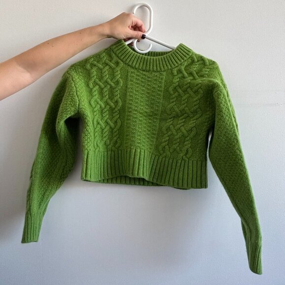 Everlane green Merino Cropped Cable Sweater in salted lime - size XS/S - Picture 2 of 4